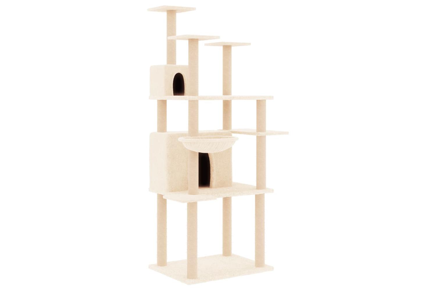 Cat Tree With Sisal Scratching Posts Cream 166 Cm