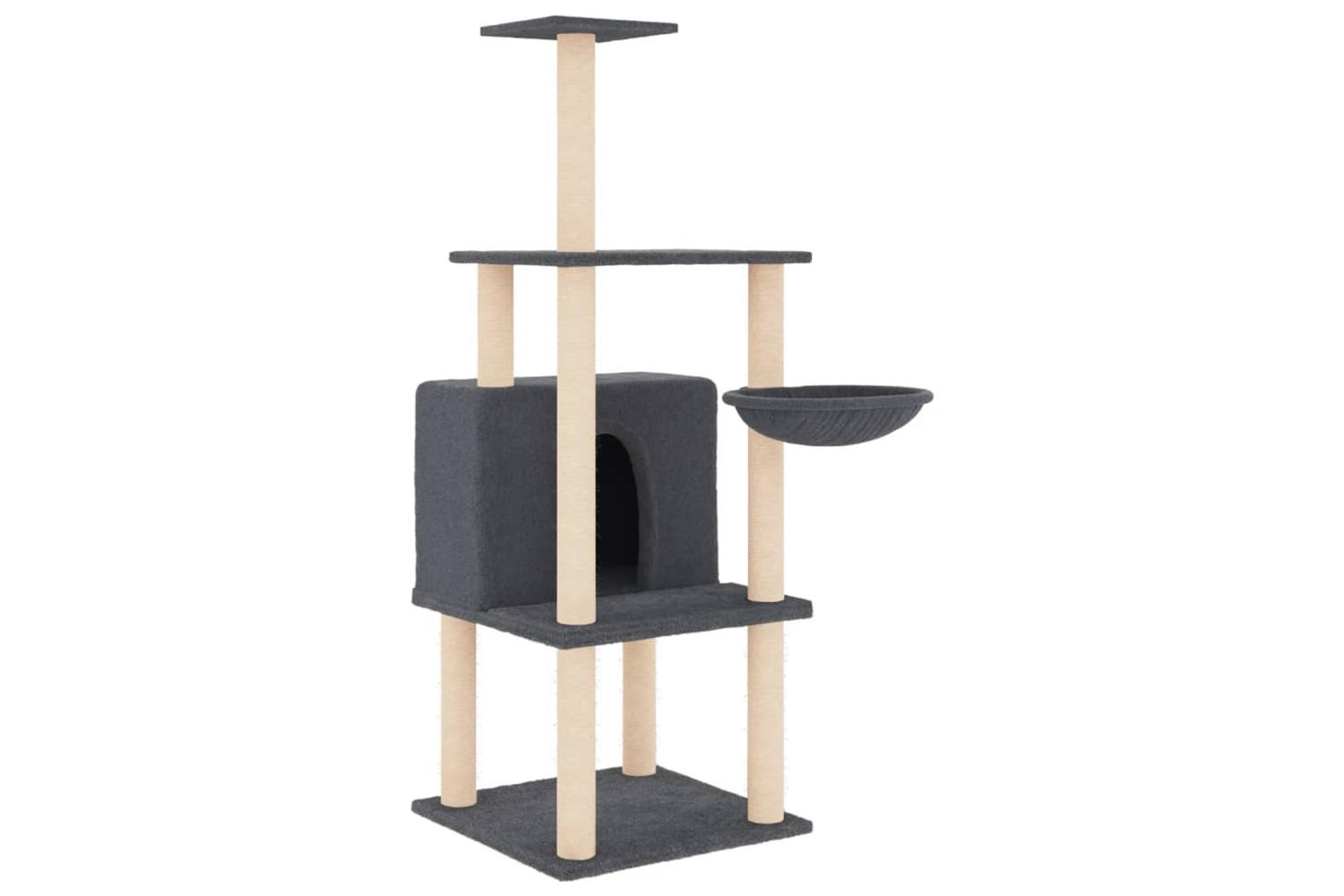 Cat Tree With Sisal Scratching Posts Dark Grey 132 Cm