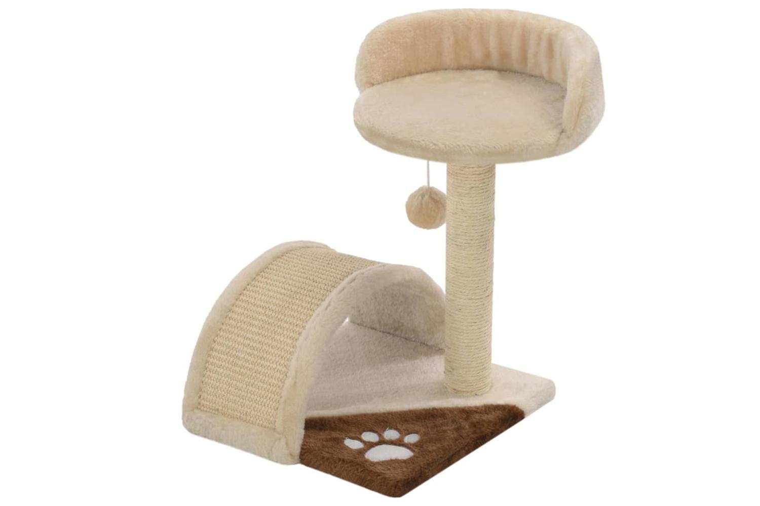 Cat Tree With Sisal Scratching Post 40 Cm Beige And Brown