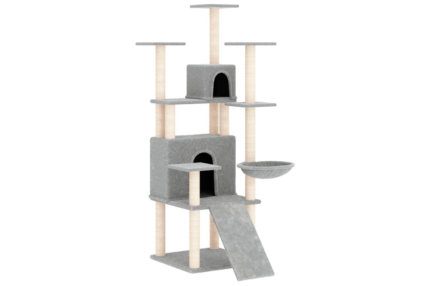 Cat Tree With Sisal Scratching Posts Light Grey 154 Cm