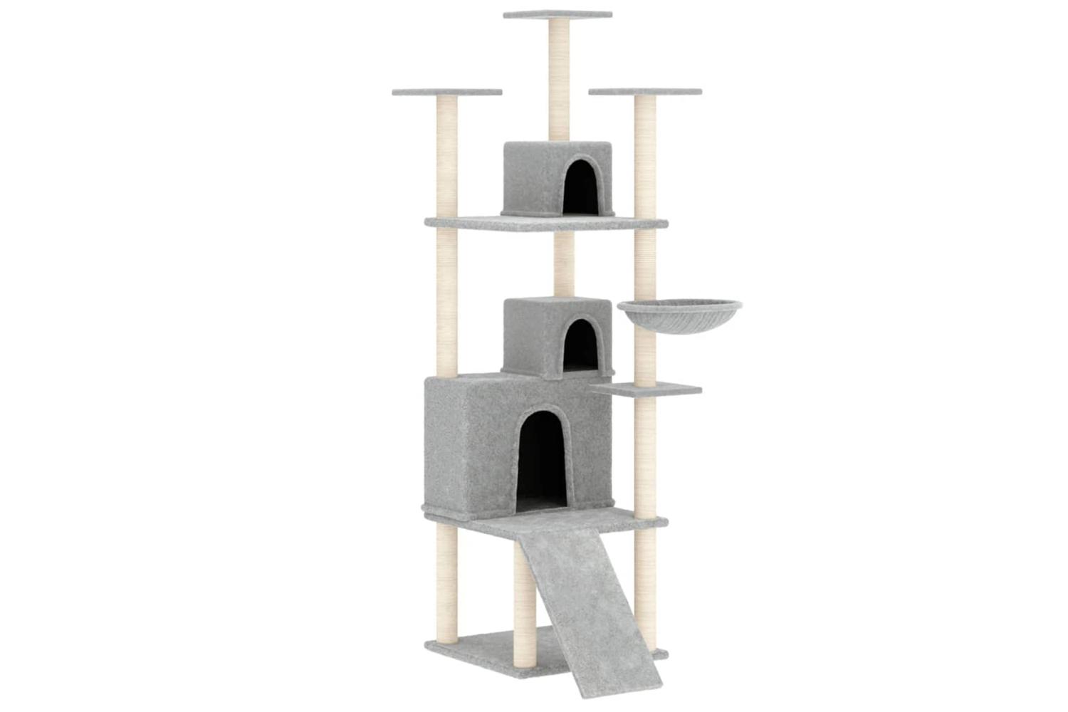 Cat Tree With Sisal Scratching Posts Light Grey 175 Cm