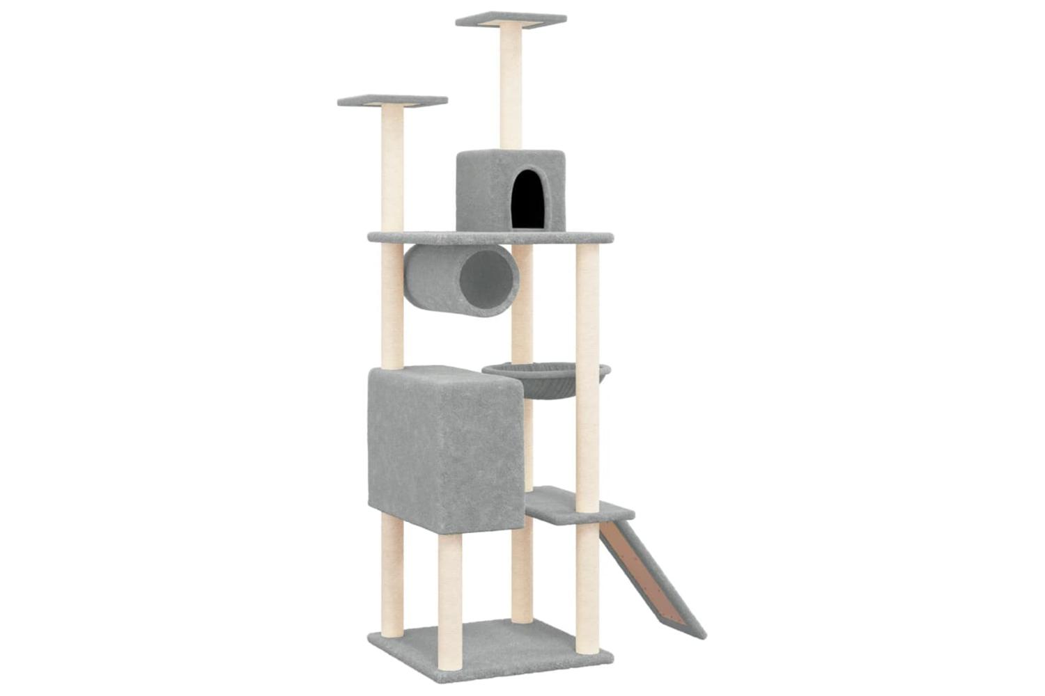 Cat Tree With Sisal Scratching Posts Light Grey 168 Cm