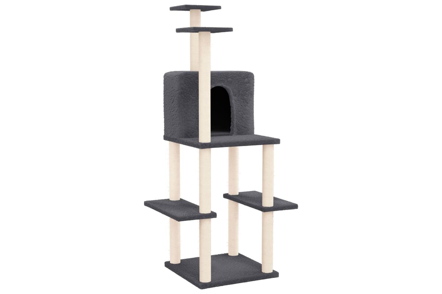 Cat Tree With Sisal Scratching Posts Dark Grey 1445 Cm