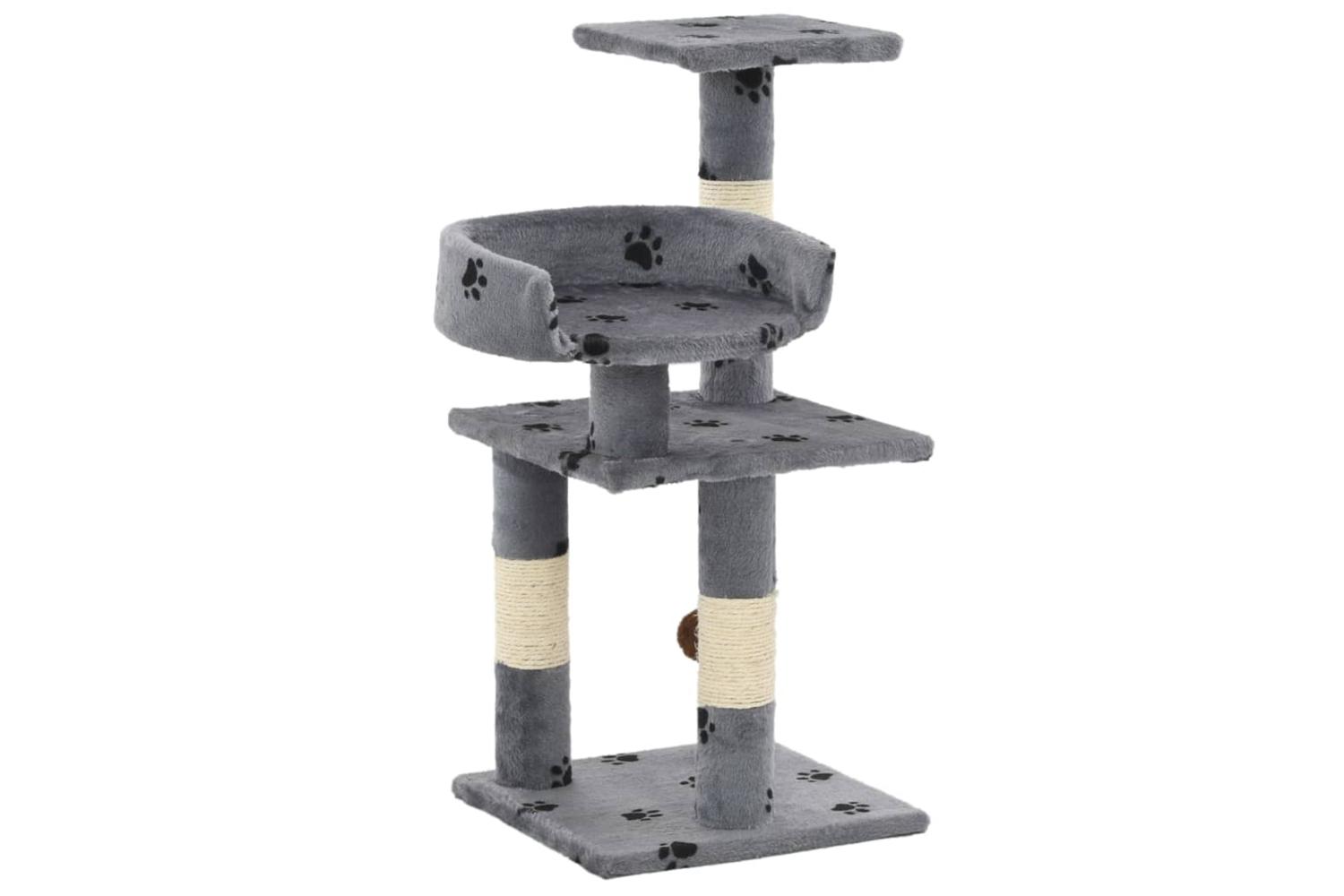 Cat Tree With Sisal Scratching Posts 65 Cm Paw Prints Grey