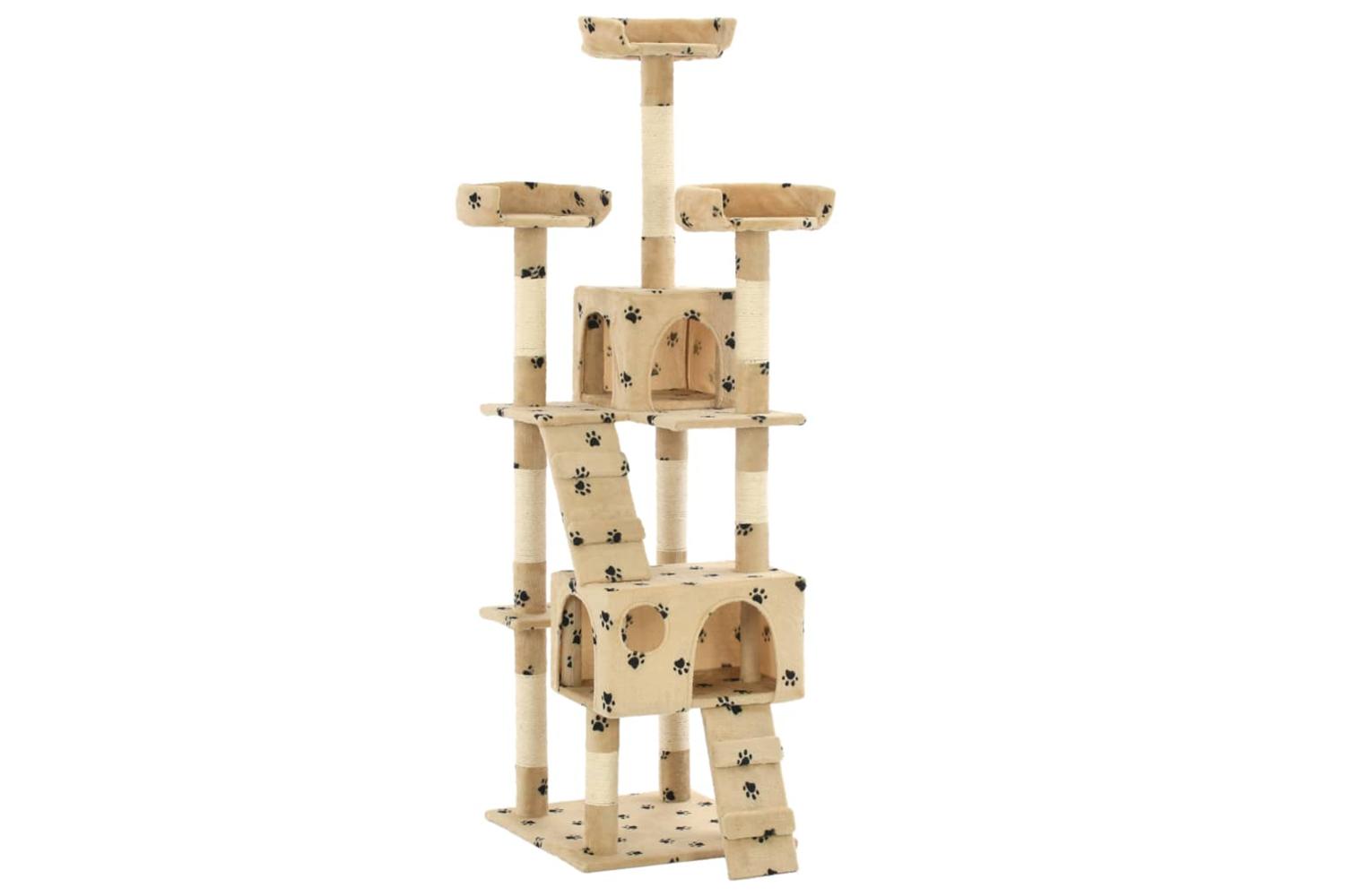 Cat Tree With Sisal Scratching Posts 170 Cm Paw Prints Beige