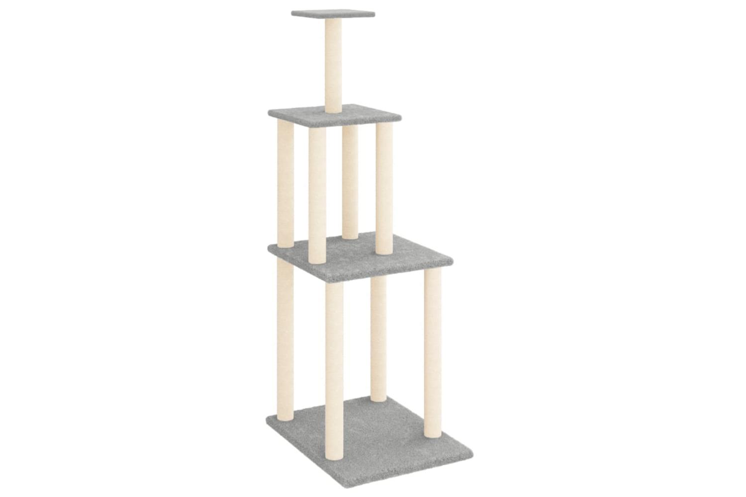 Cat Tree With Sisal Scratching Posts Light Grey 149 Cm