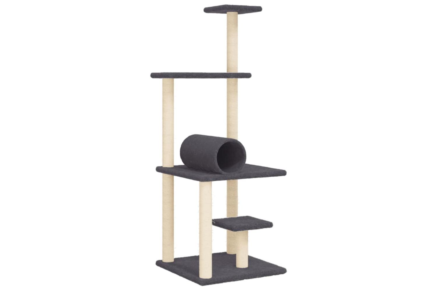 Cat Tree With Sisal Scratching Posts Dark Grey 136 Cm