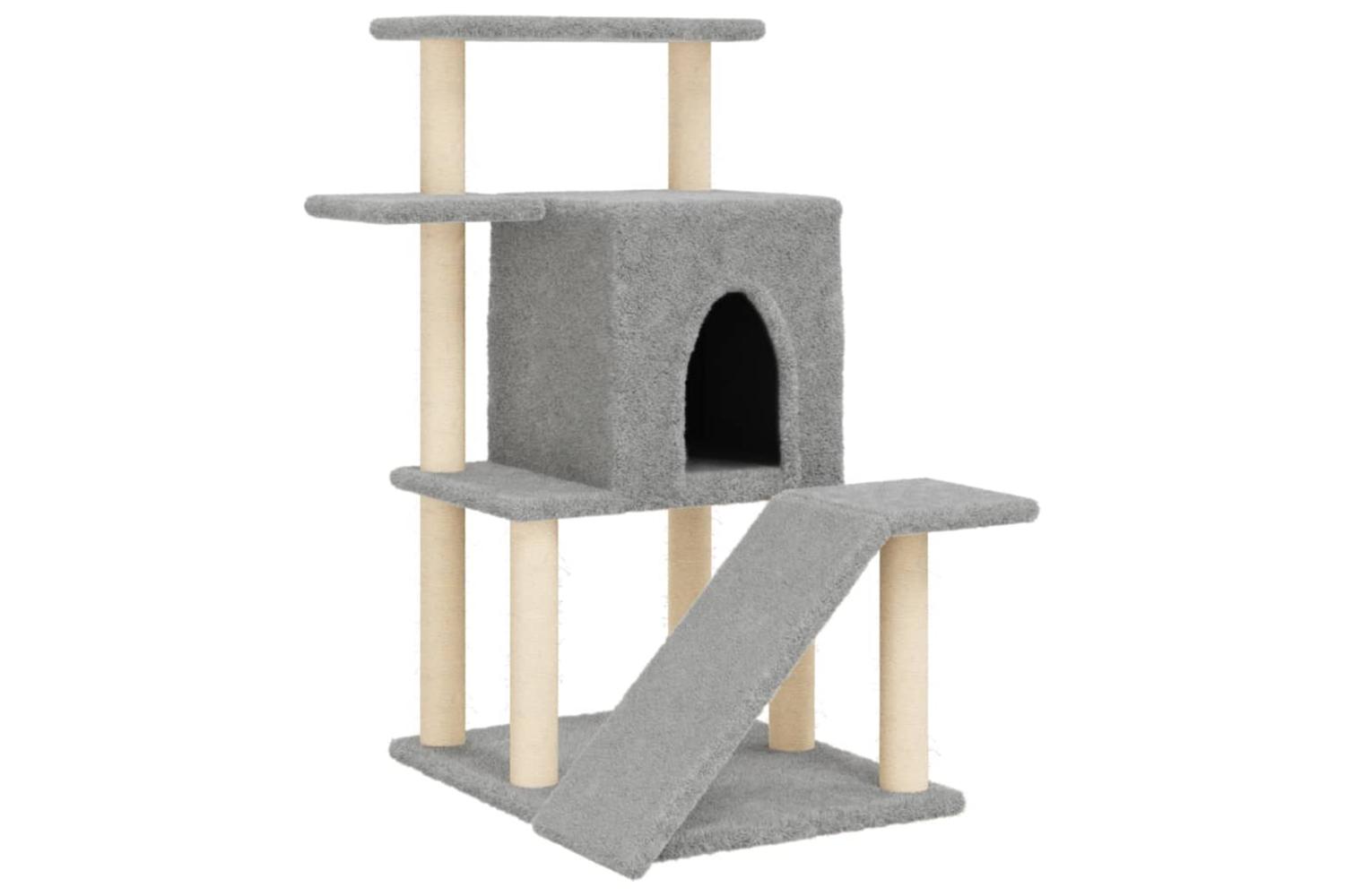 Cat Tree With Sisal Scratching Posts Light Grey 97 Cm