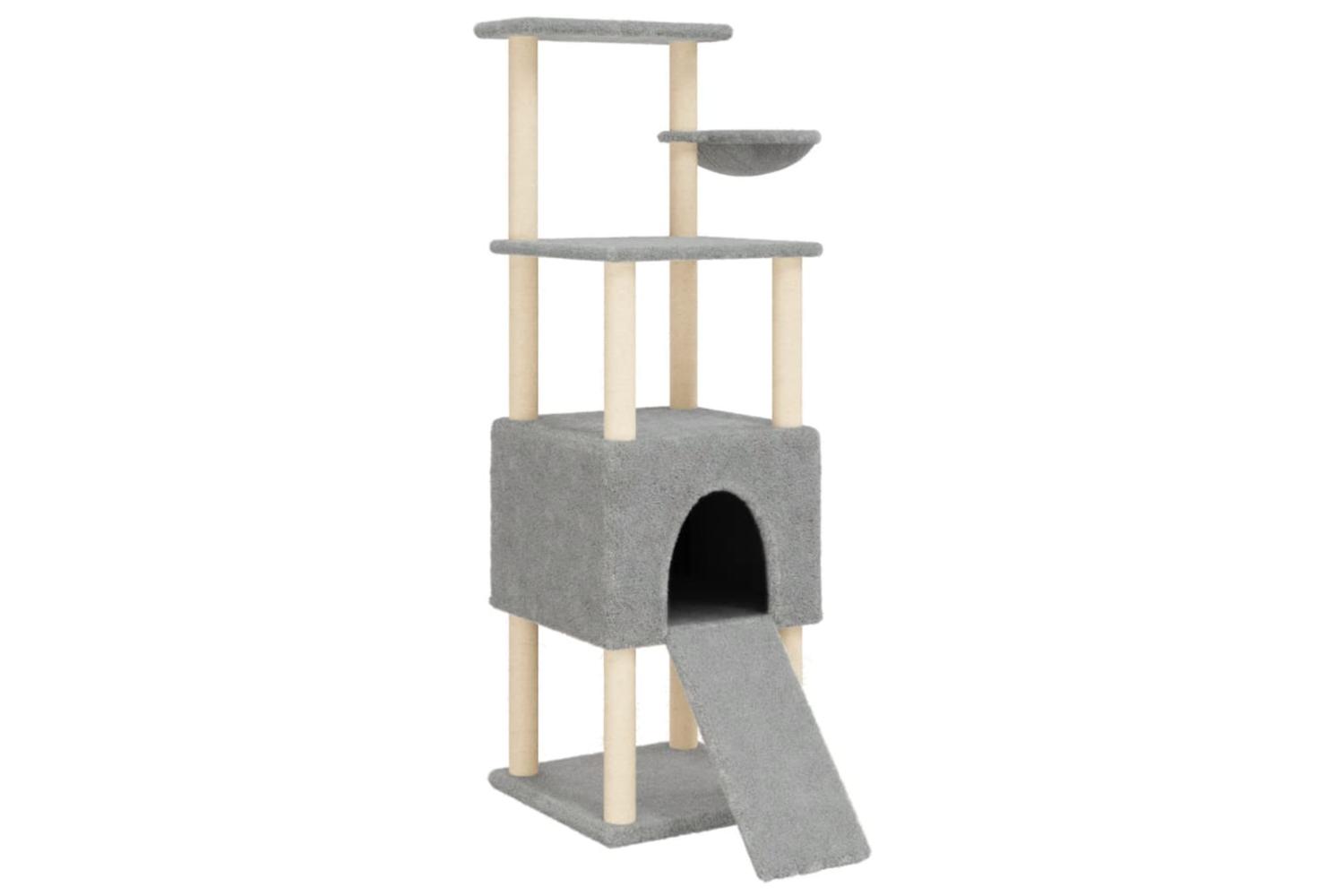 Cat Tree With Sisal Scratching Posts Light Grey 153 Cm