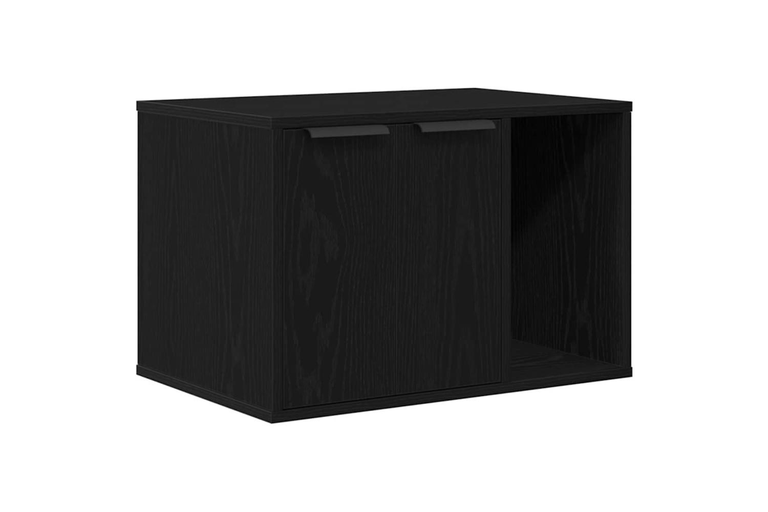 Cat Litter Box Enclosure Black Oak 60x40x40 Cm Engineered Wood