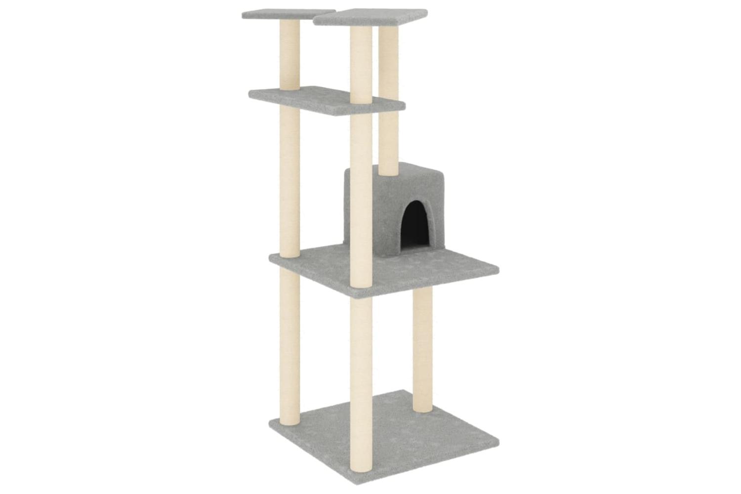 Cat Tree With Sisal Scratching Posts Light Grey 123 Cm