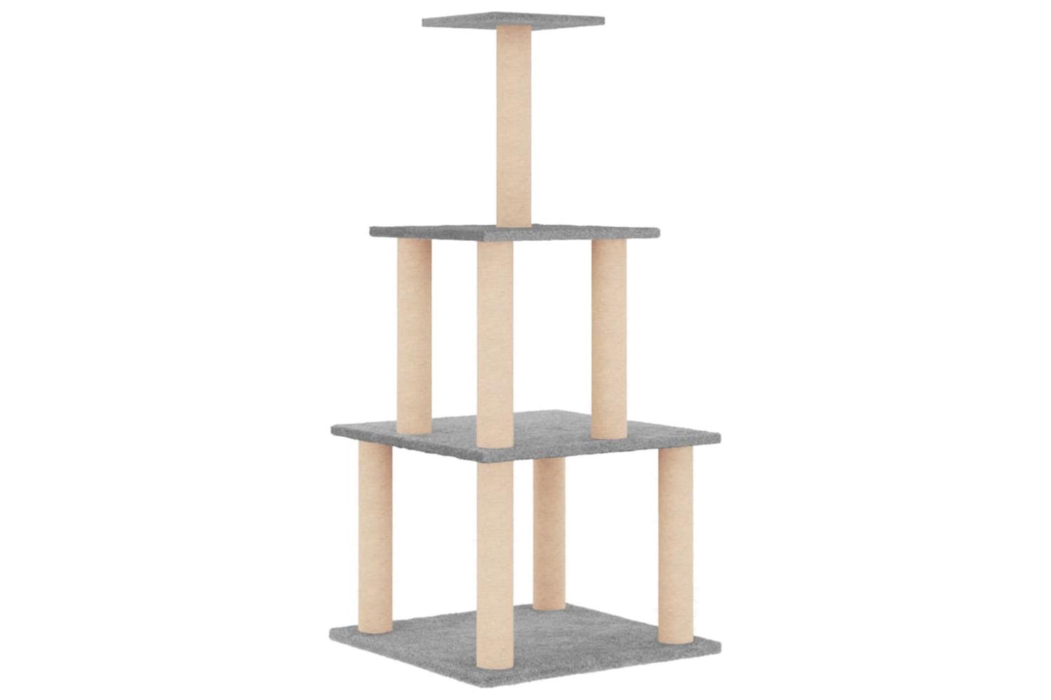 Cat Tree With Sisal Scratching Posts Light Grey 111 Cm