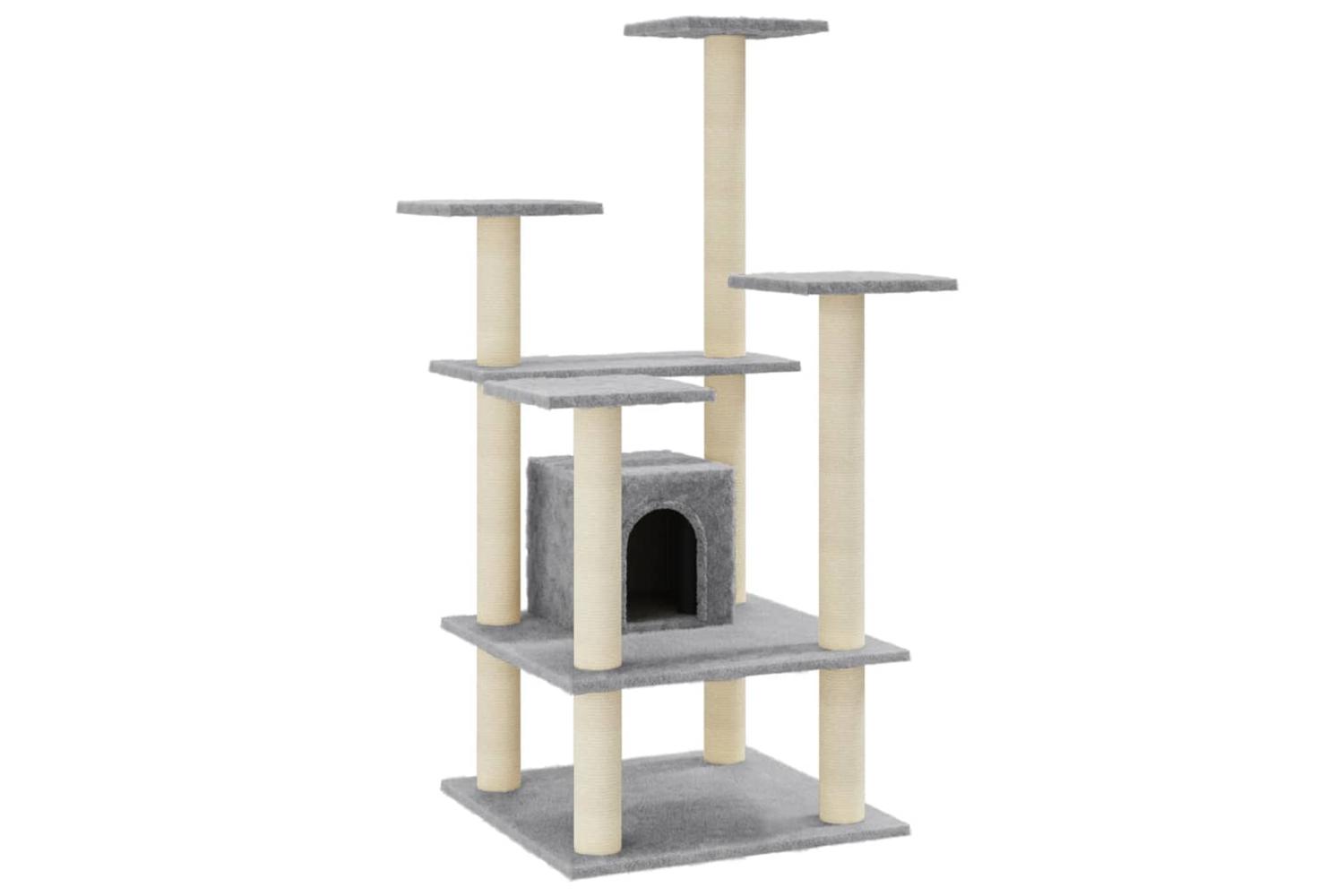Cat Tree With Sisal Scratching Posts Light Grey 110 Cm