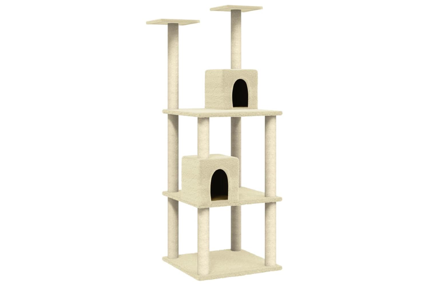 Cat Tree With Sisal Scratching Posts Cream 141 Cm