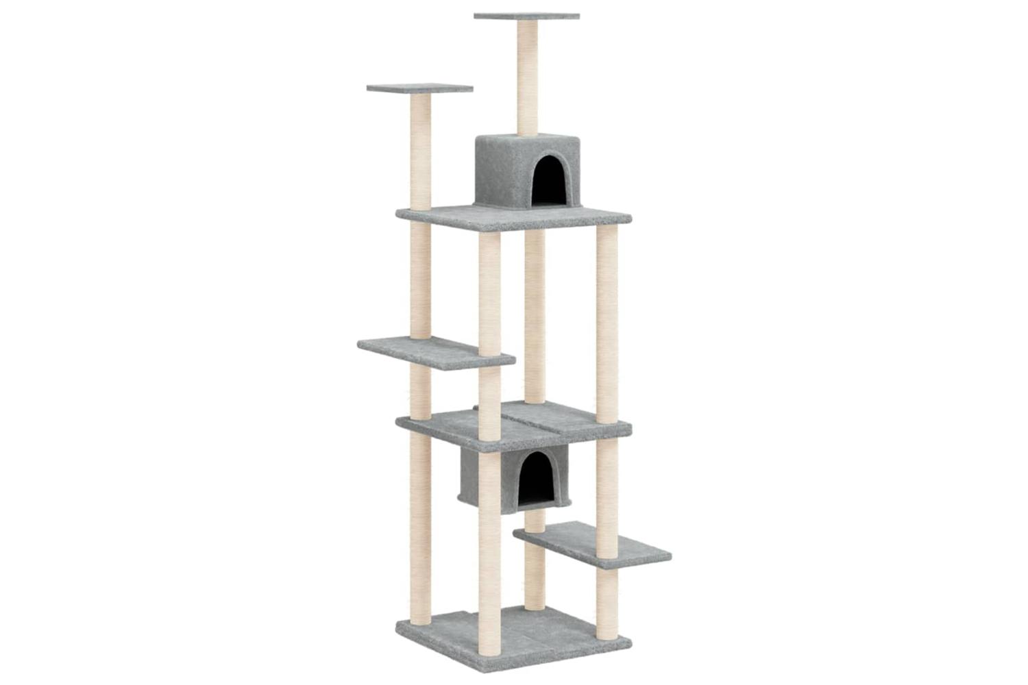 Cat Tree With Sisal Scratching Posts Light Grey 176 Cm