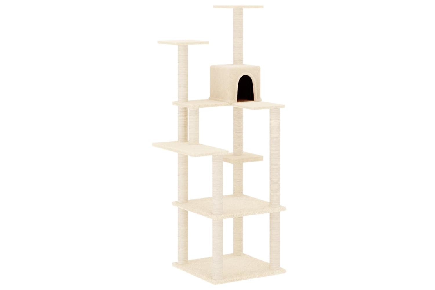 Cat Tree With Sisal Scratching Posts Cream 153 Cm