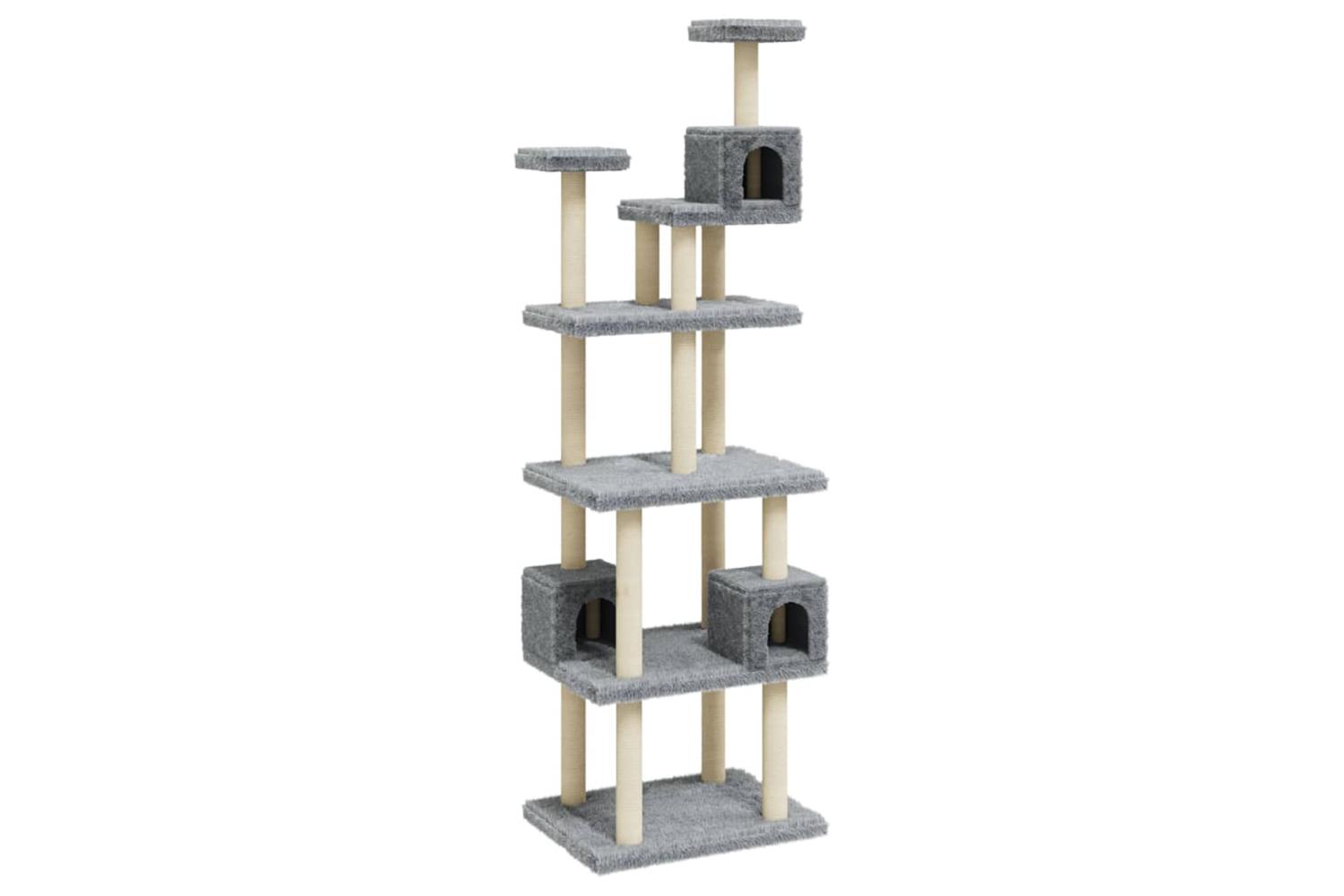 Cat Tree With Sisal Scratching Posts Light Grey 188 Cm