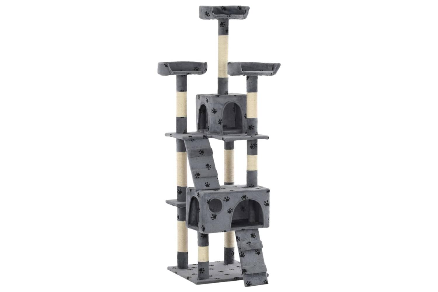 Cat Tree With Sisal Scratching Posts 170 Cm Paw Prints Grey