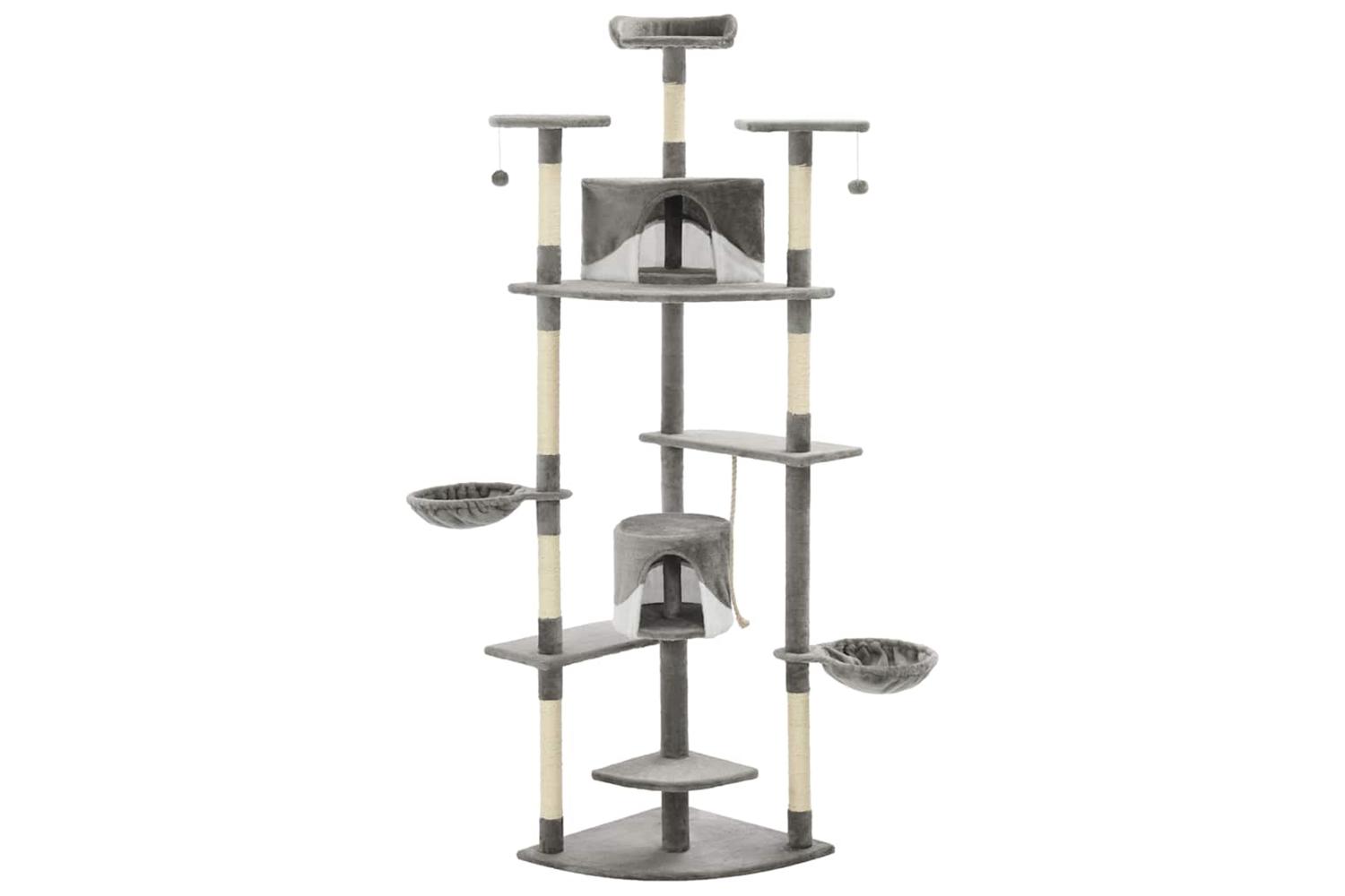 Cat Tree With Sisal Scratching Posts 203 Cm Grey And White