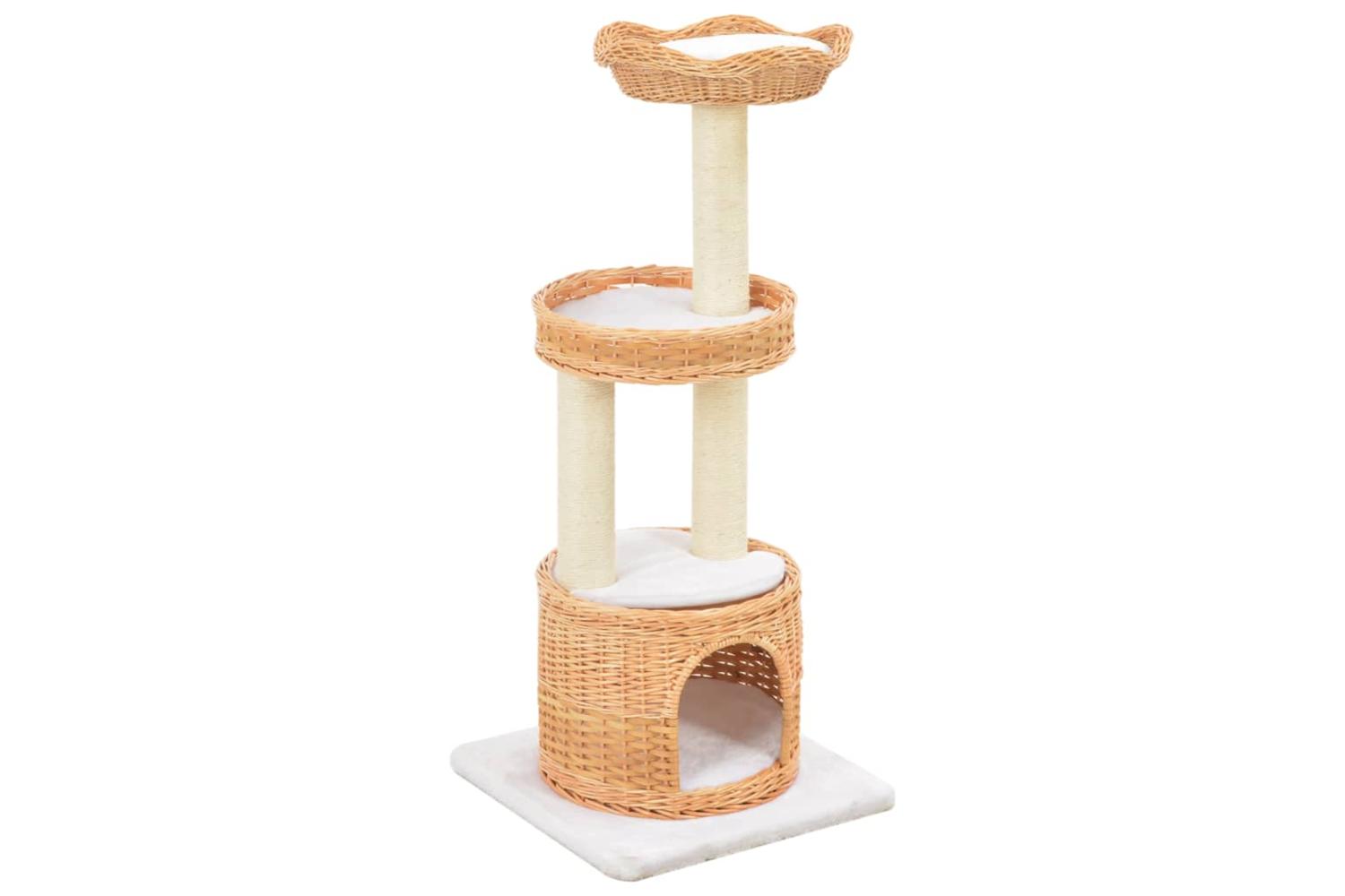 Cat Tree With Sisal Scratching Post Natural Willow Wood