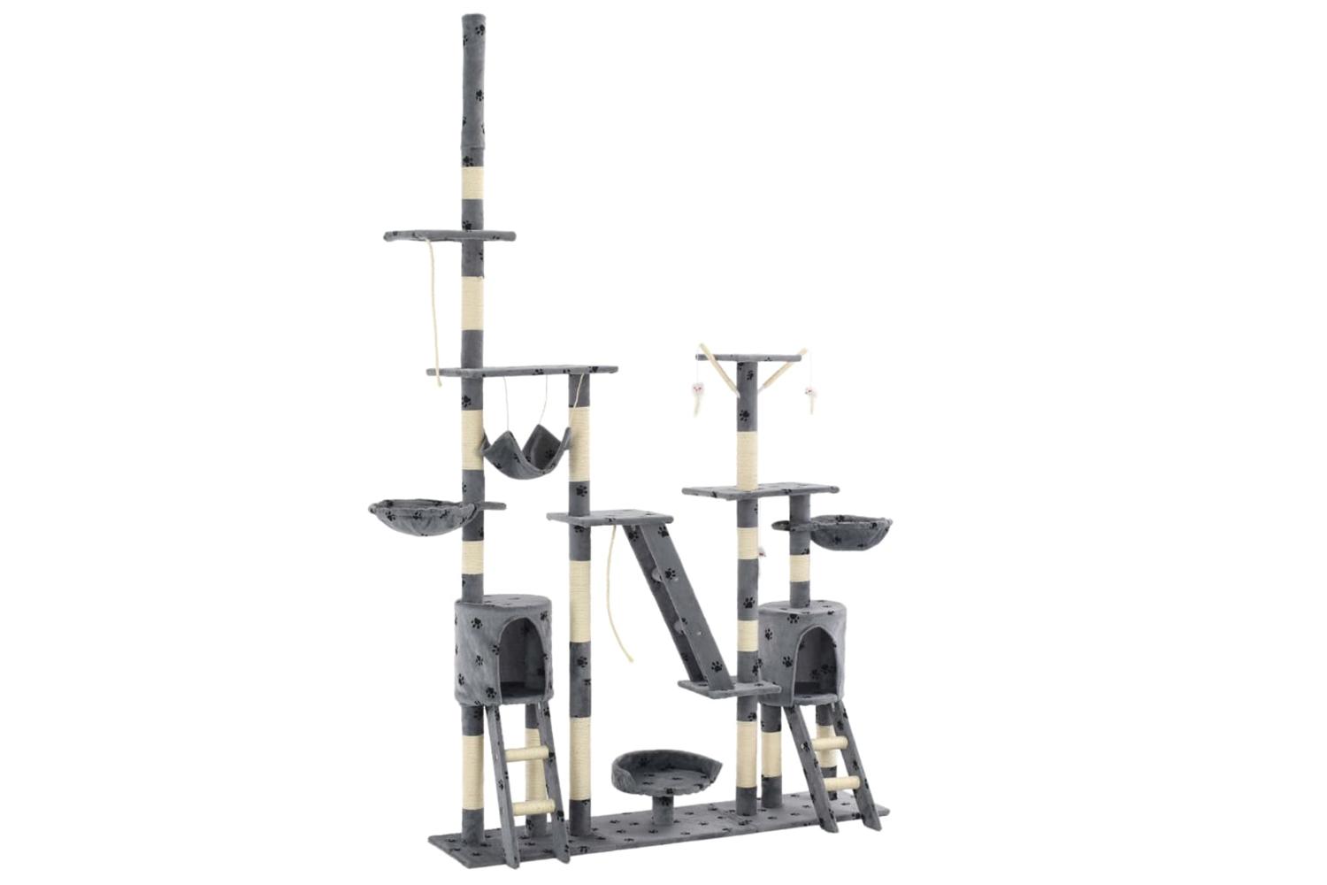 Cat Tree With Sisal Scratching Posts 230-250 Cm Paw Prints Grey