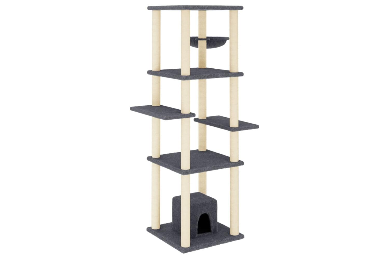 Cat Tree With Sisal Scratching Posts Dark Grey 154 Cm