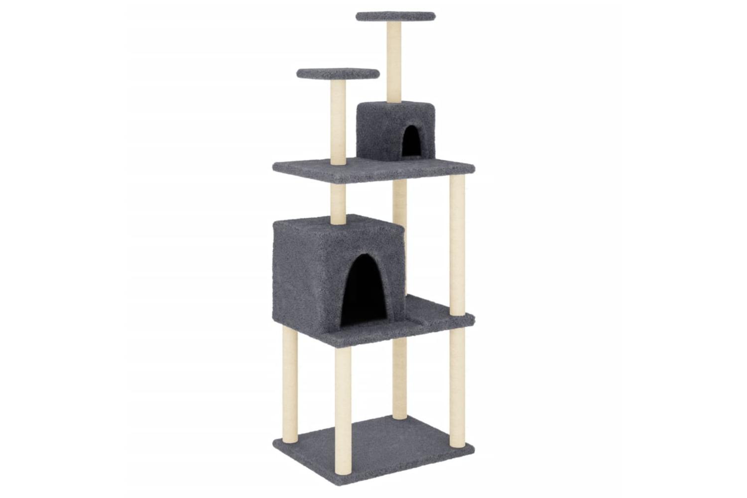 Cat Tree With Sisal Scratching Posts Dark Grey 167 Cm