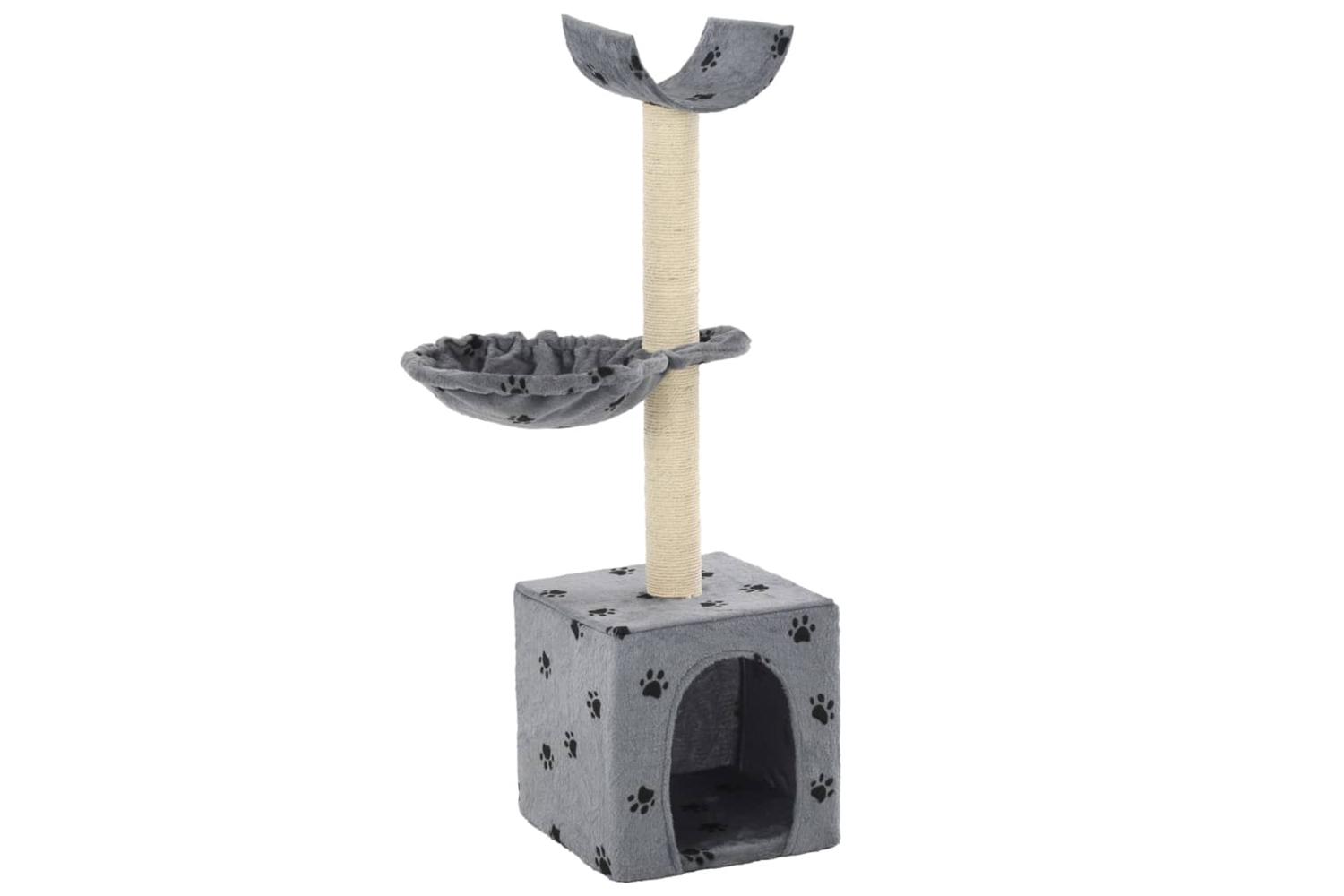 Cat Tree With Sisal Scratching Posts 105 Cm Paw Prints Grey
