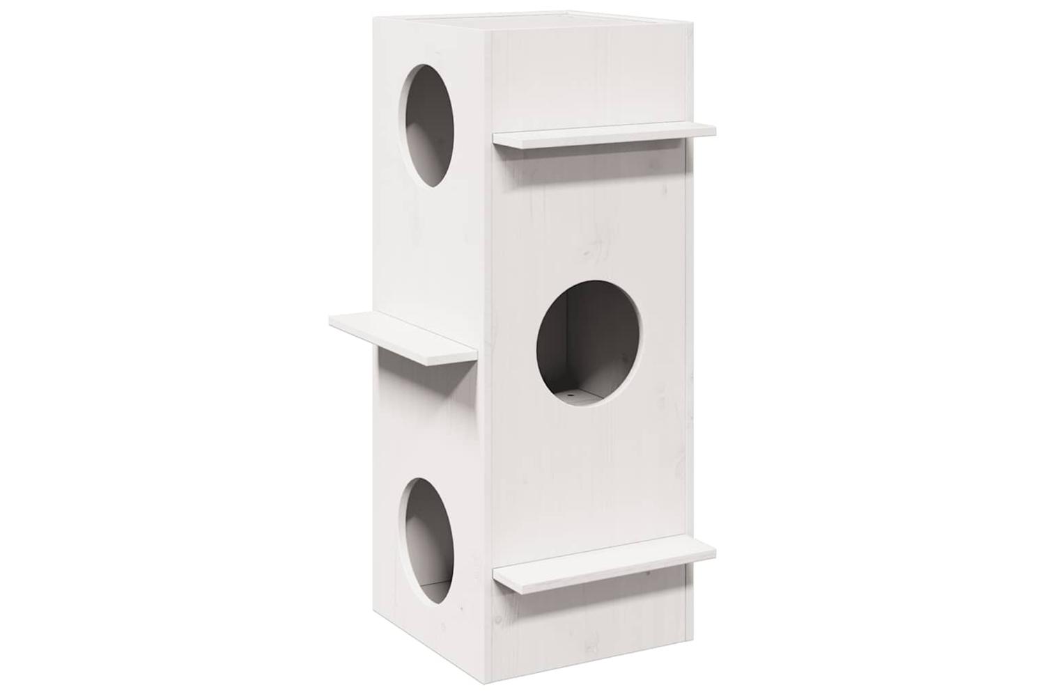 Cat House White 43x43x90 Cm Solid Wood Pine