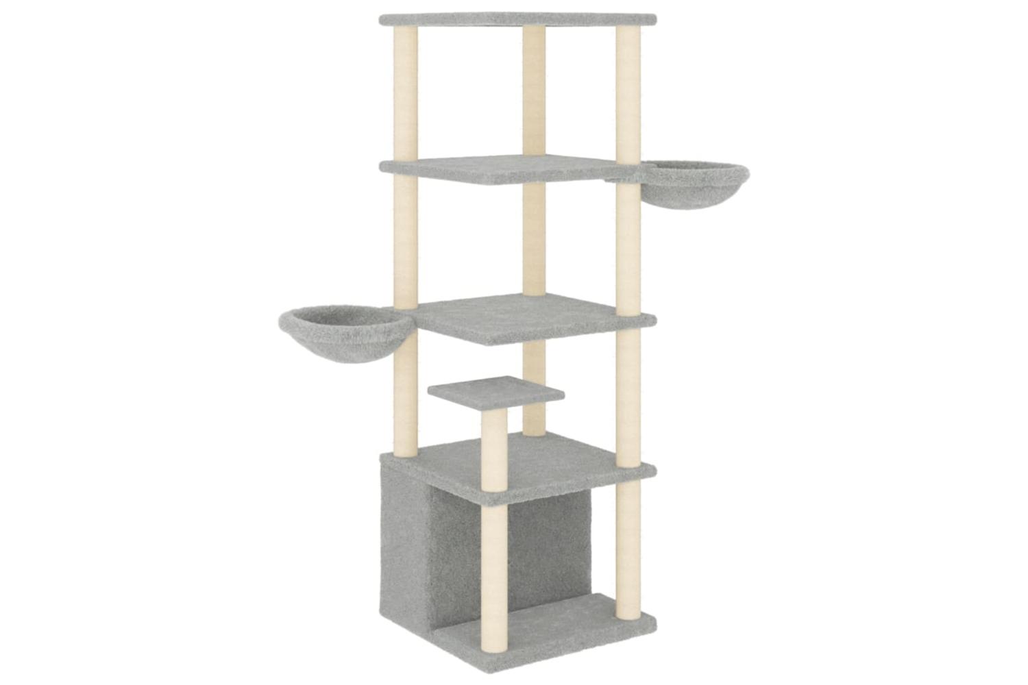 Cat Tree With Sisal Scratching Posts Light Grey 147 Cm