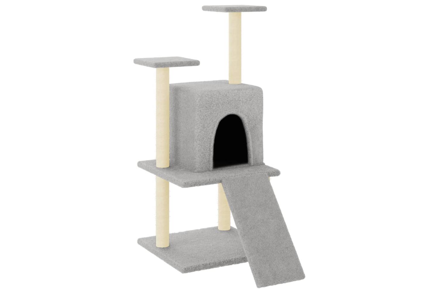 Cat Tree With Sisal Scratching Posts Light Grey 110 Cm