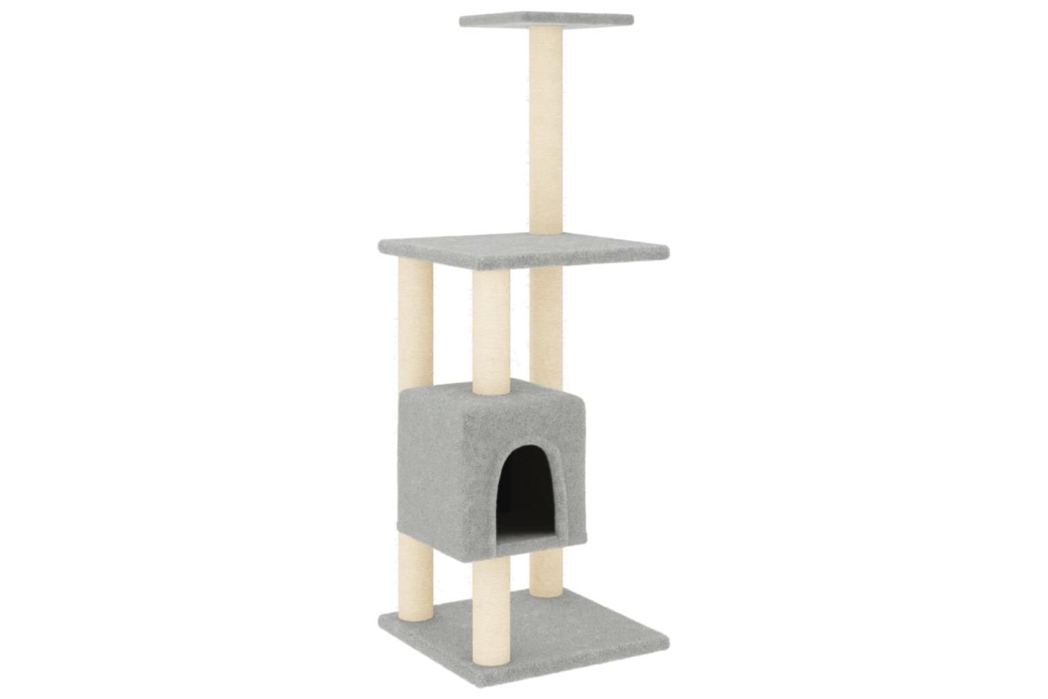 Cat Tree With Sisal Scratching Posts Light Grey 104 Cm
