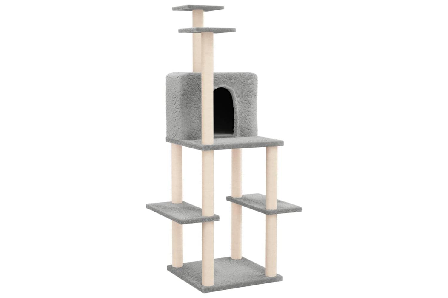 Cat Tree With Sisal Scratching Posts Light Grey 1445 Cm