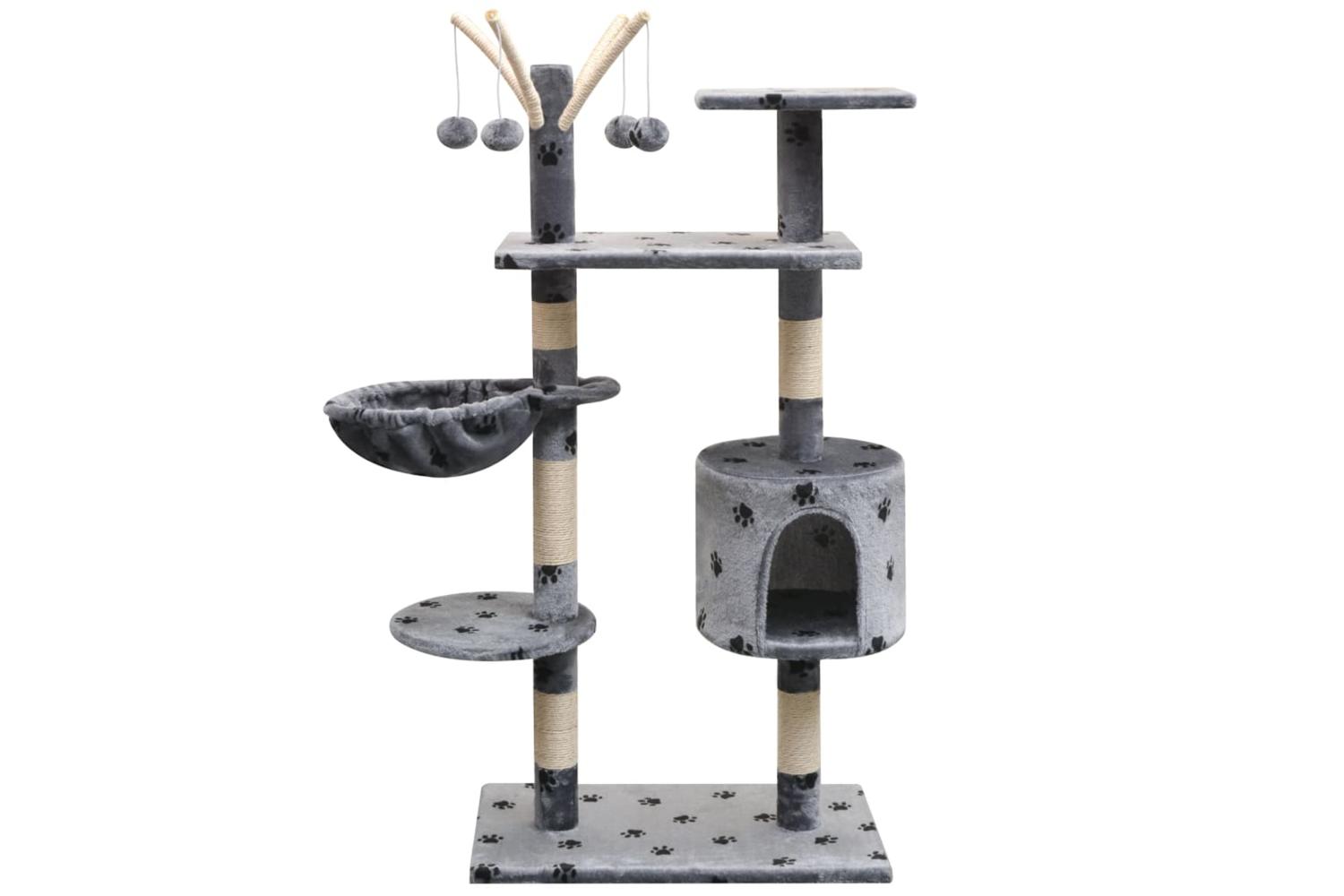 Cat Tree With Sisal Scratching Posts 125 Cm Paw Prints Grey