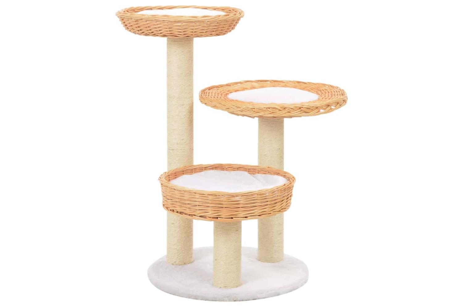 Cat Tree With Sisal Scratching Post Natural Willow Wood