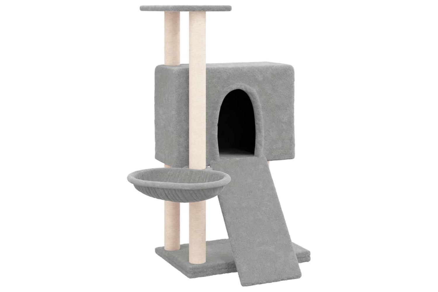 Cat Tree With Sisal Scratching Posts Light Grey 96 Cm