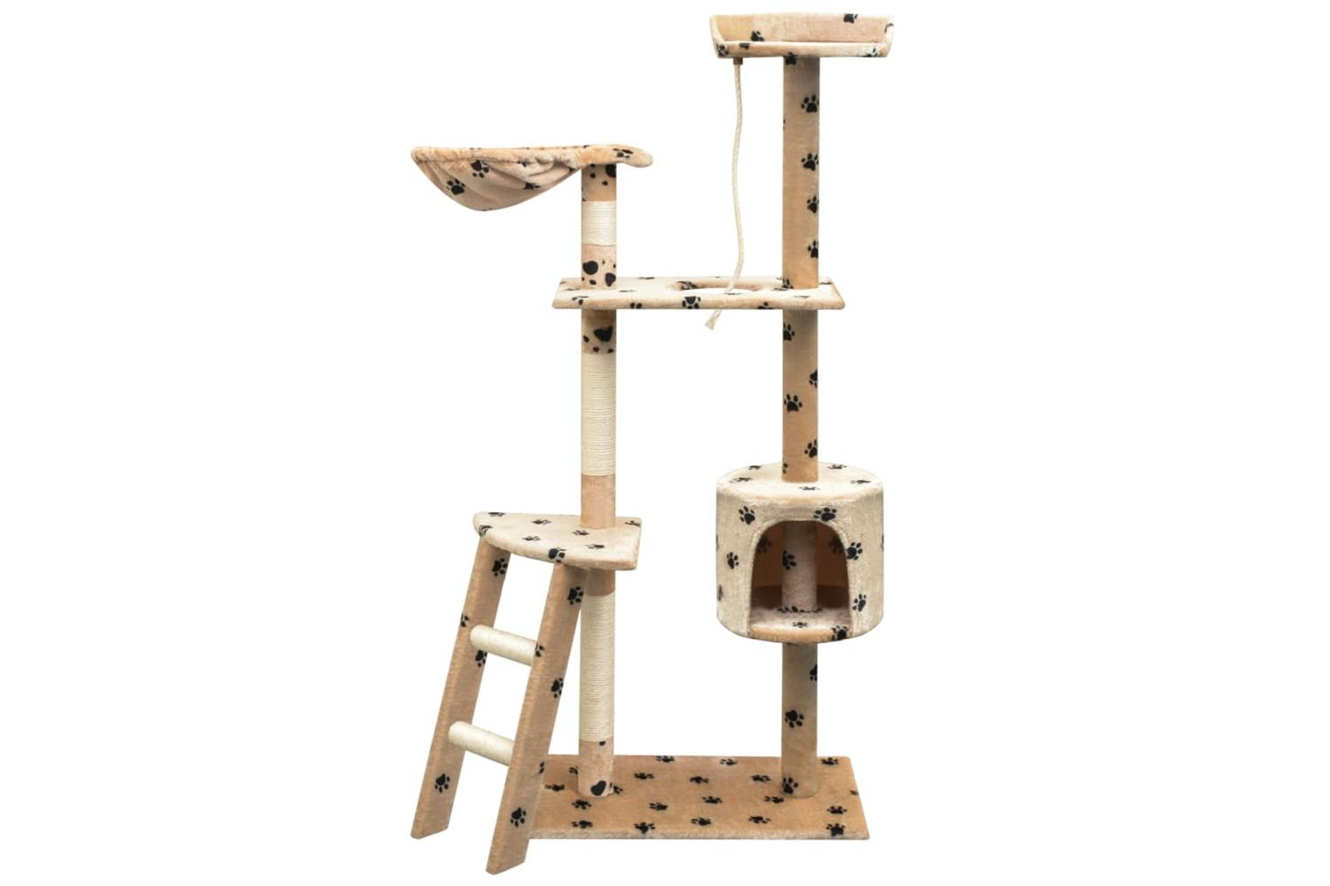 Cat Tree With Sisal Scratching Posts 150 Cm Paw Prints Beige