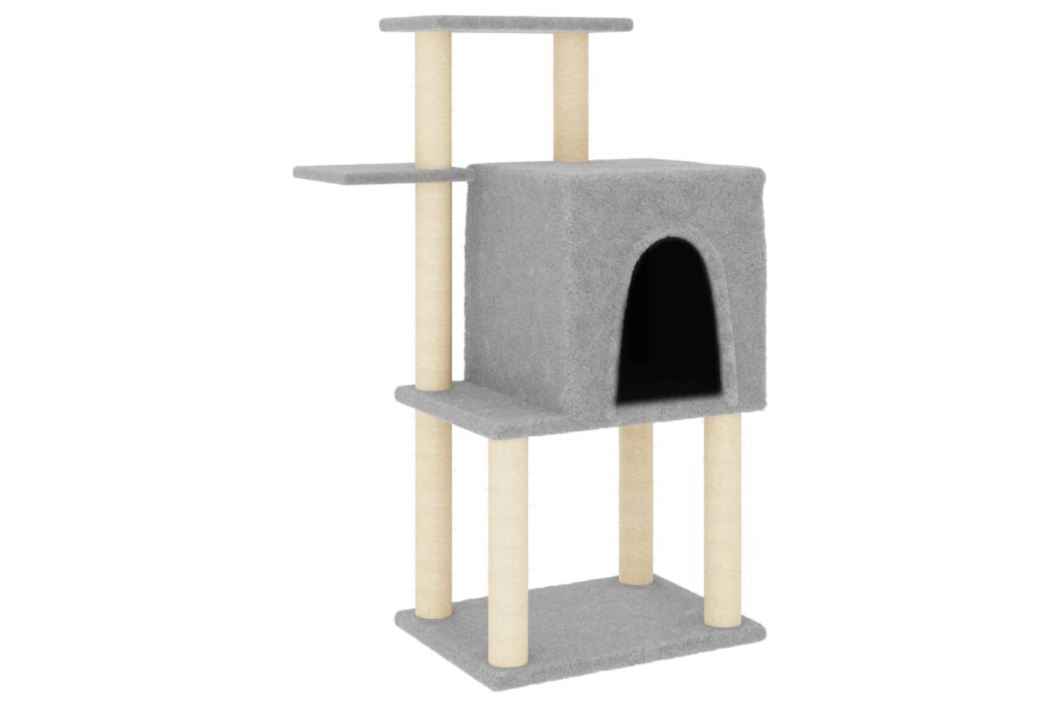 Cat Tree With Sisal Scratching Posts Light Grey 97 Cm