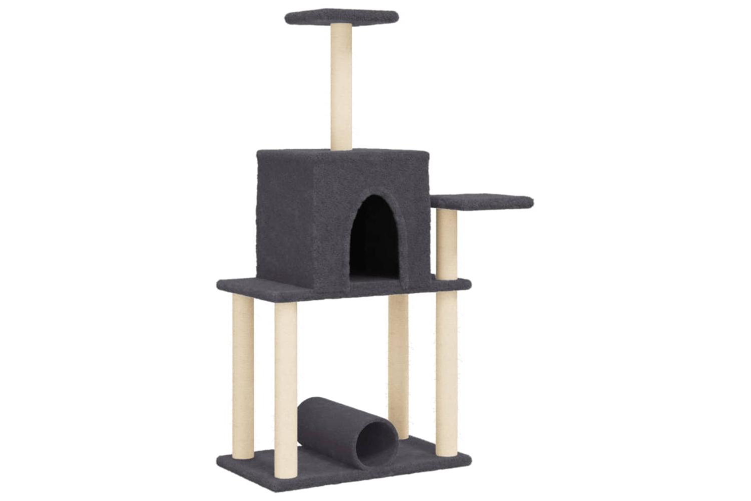 Cat Tree With Sisal Scratching Posts Dark Grey 122 Cm