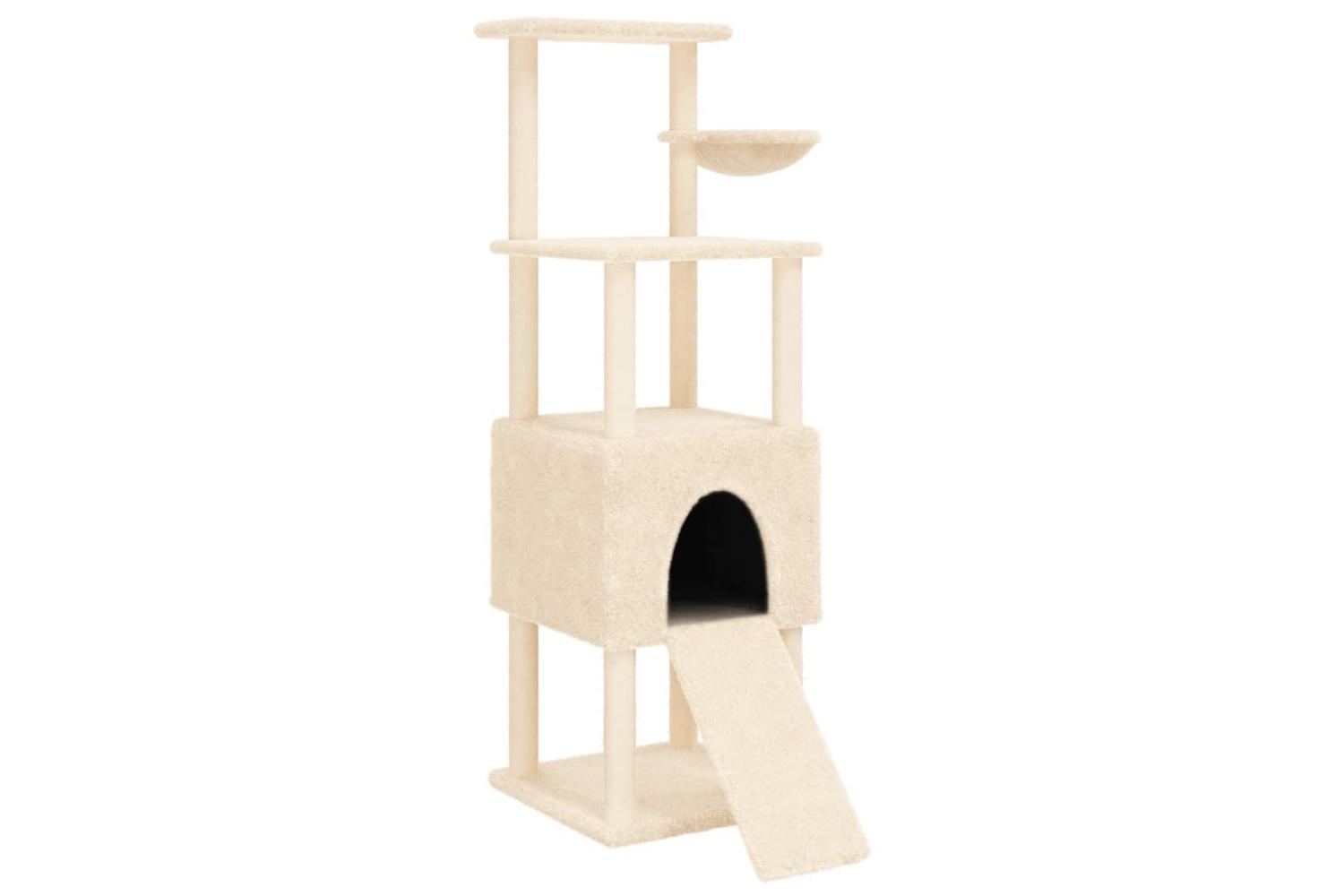Cat Tree With Sisal Scratching Posts Cream 153 Cm