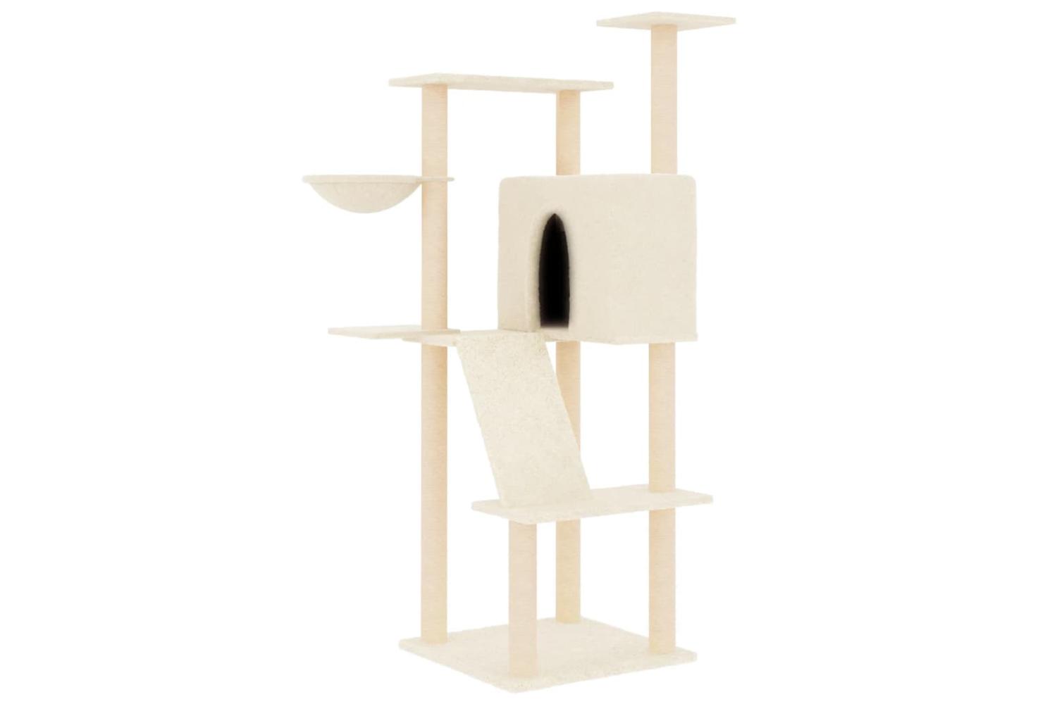 Cat Tree With Sisal Scratching Posts Cream 143 Cm