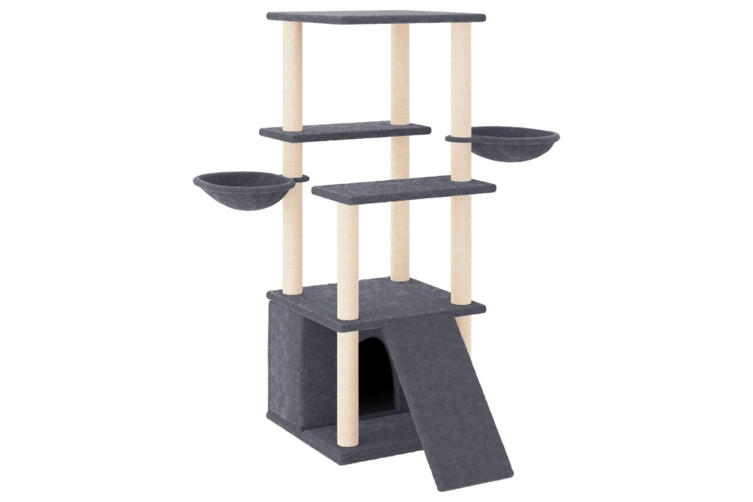 Cat Tree With Sisal Scratching Posts Dark Grey 133 Cm
