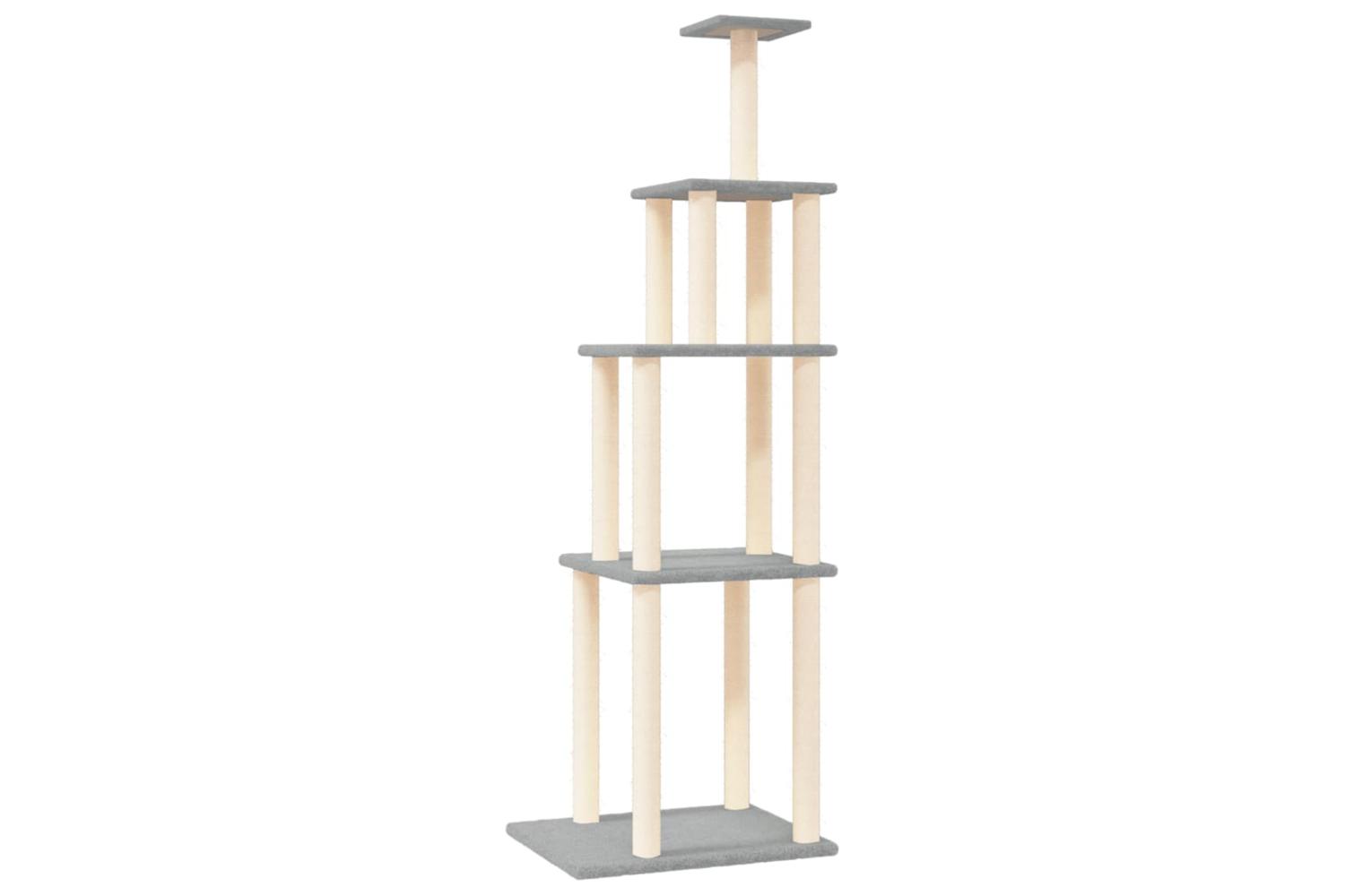 Cat Tree With Sisal Scratching Posts Light Grey 183 Cm