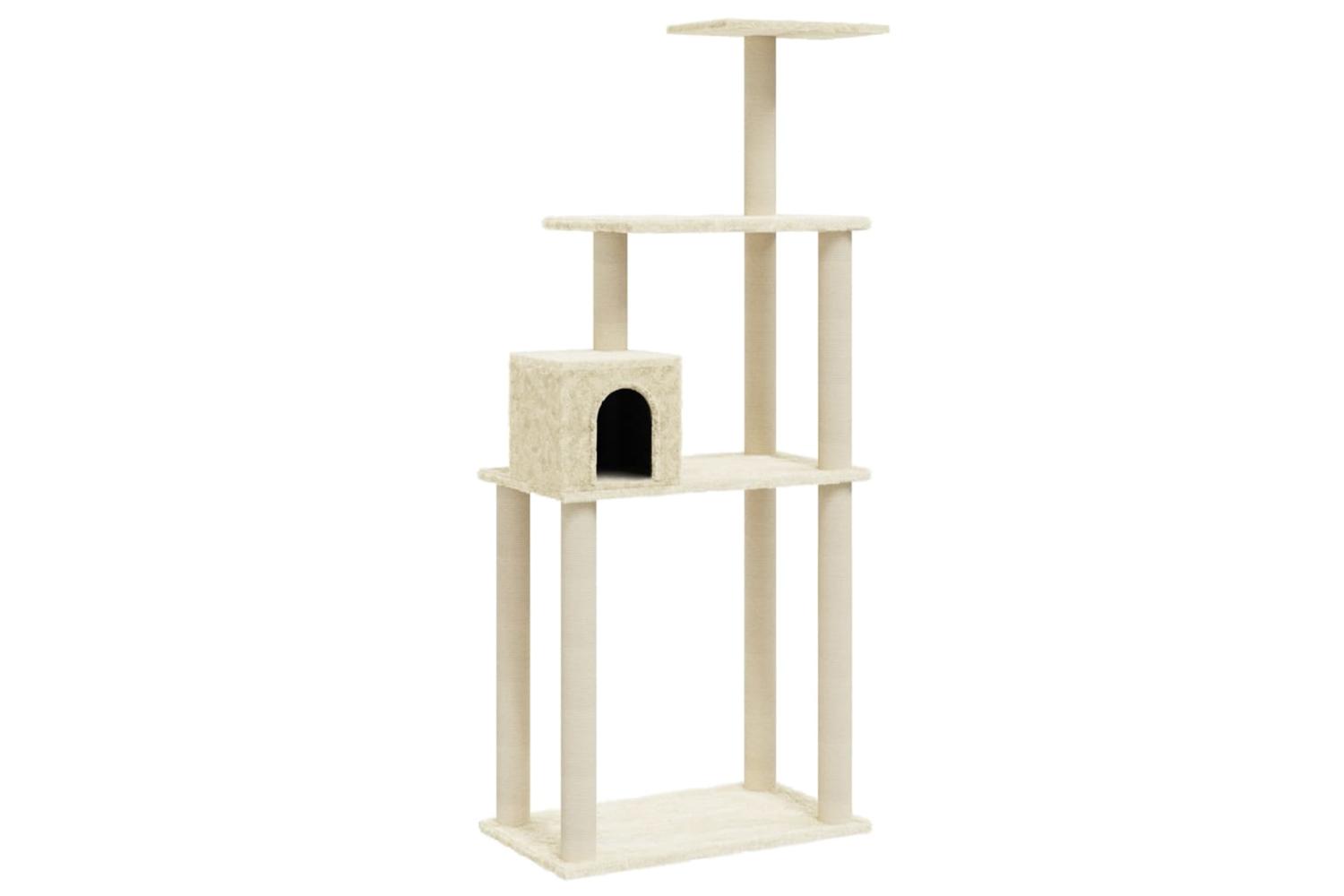 Cat Tree With Sisal Scratching Posts Cream 147 Cm