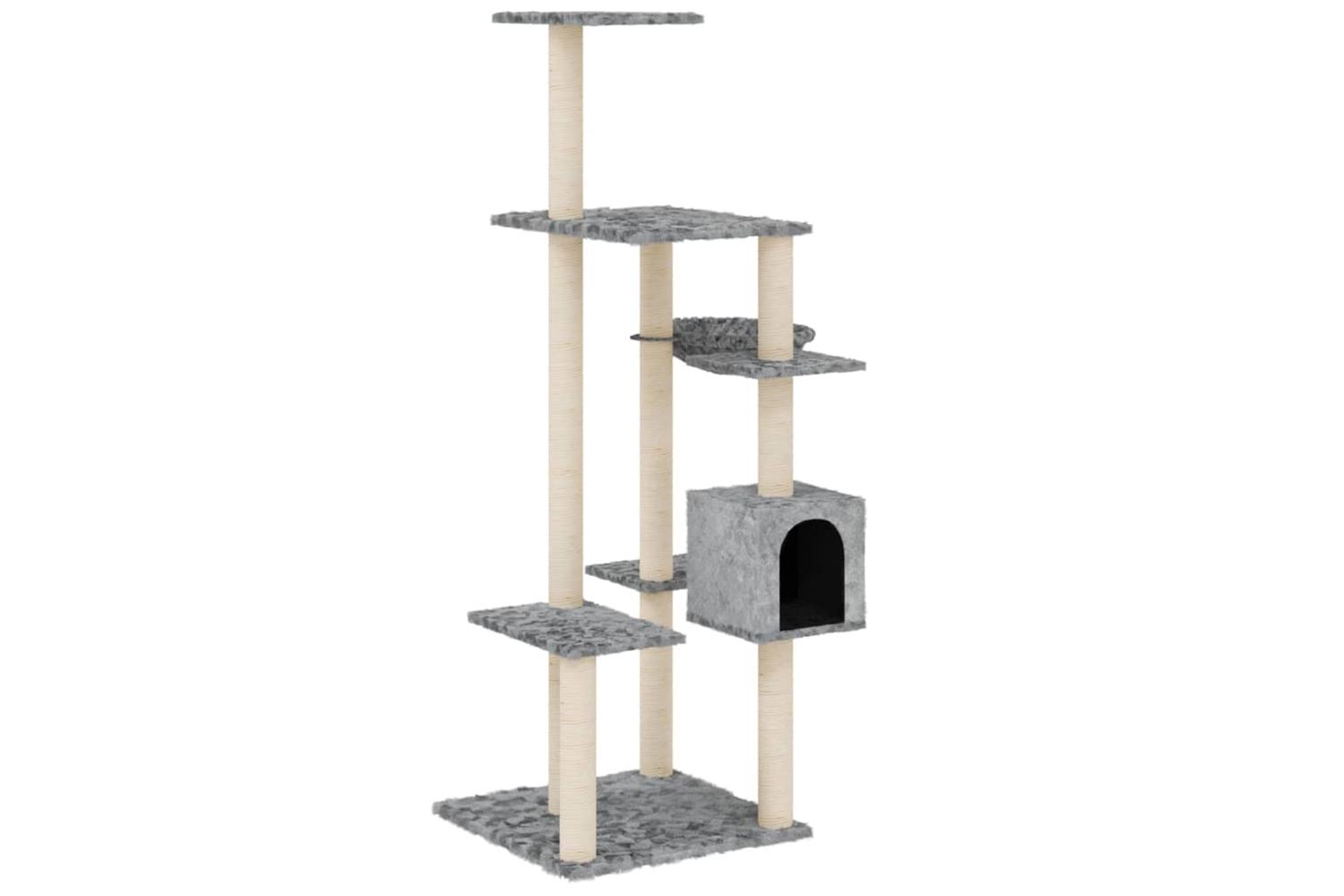 Cat Tree With Sisal Scratching Posts Light Grey 142 Cm