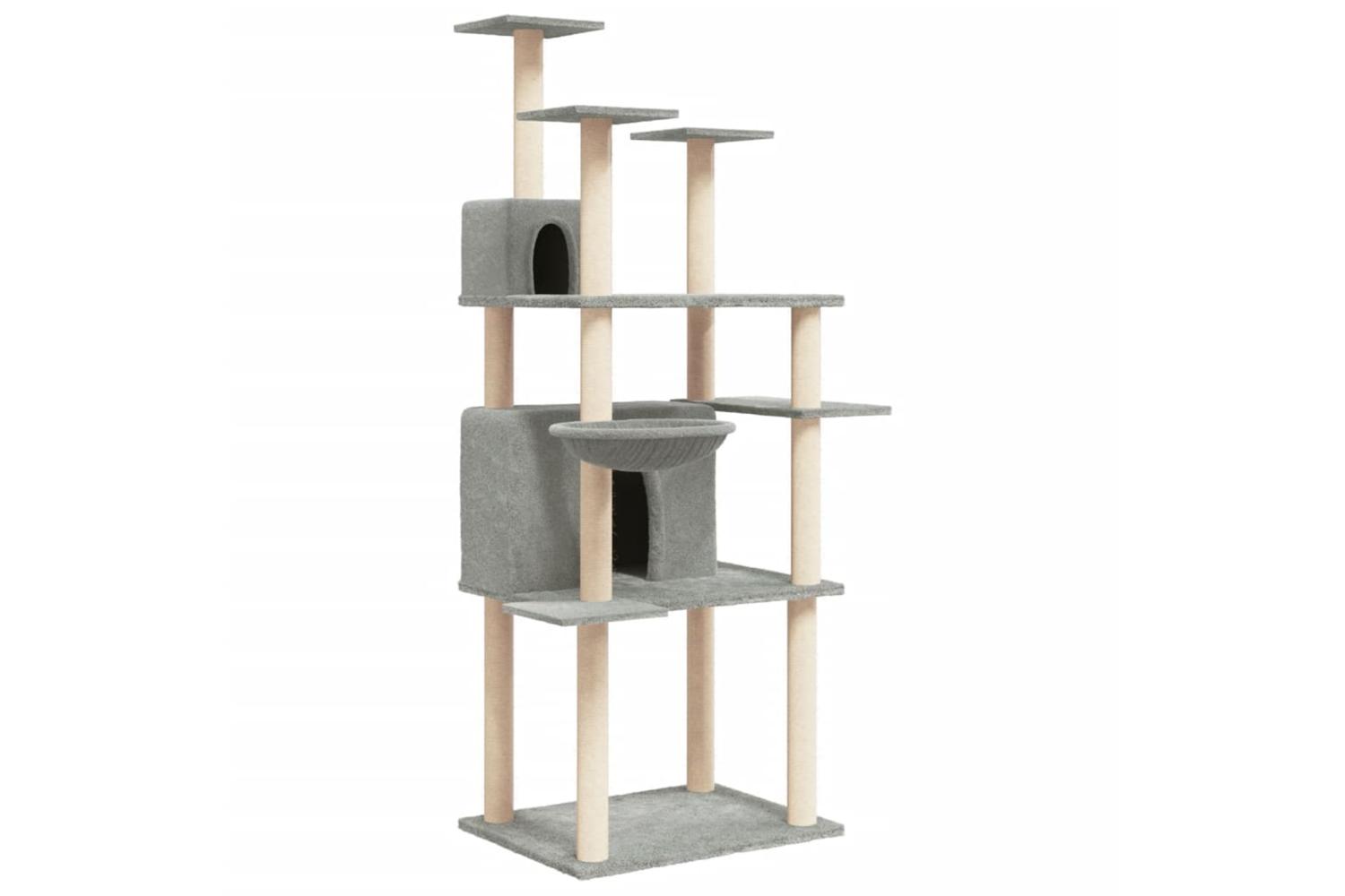 Cat Tree With Sisal Scratching Posts Light Grey 166 Cm