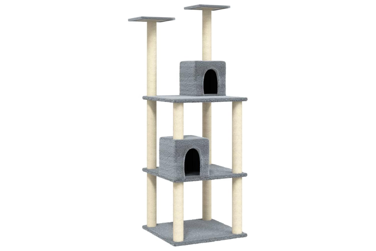 Cat Tree With Sisal Scratching Posts Light Grey 141 Cm