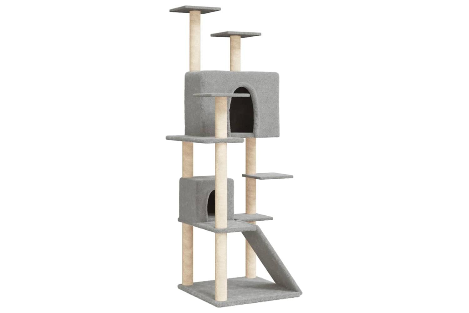 Cat Tree With Sisal Scratching Posts Light Grey 153 Cm