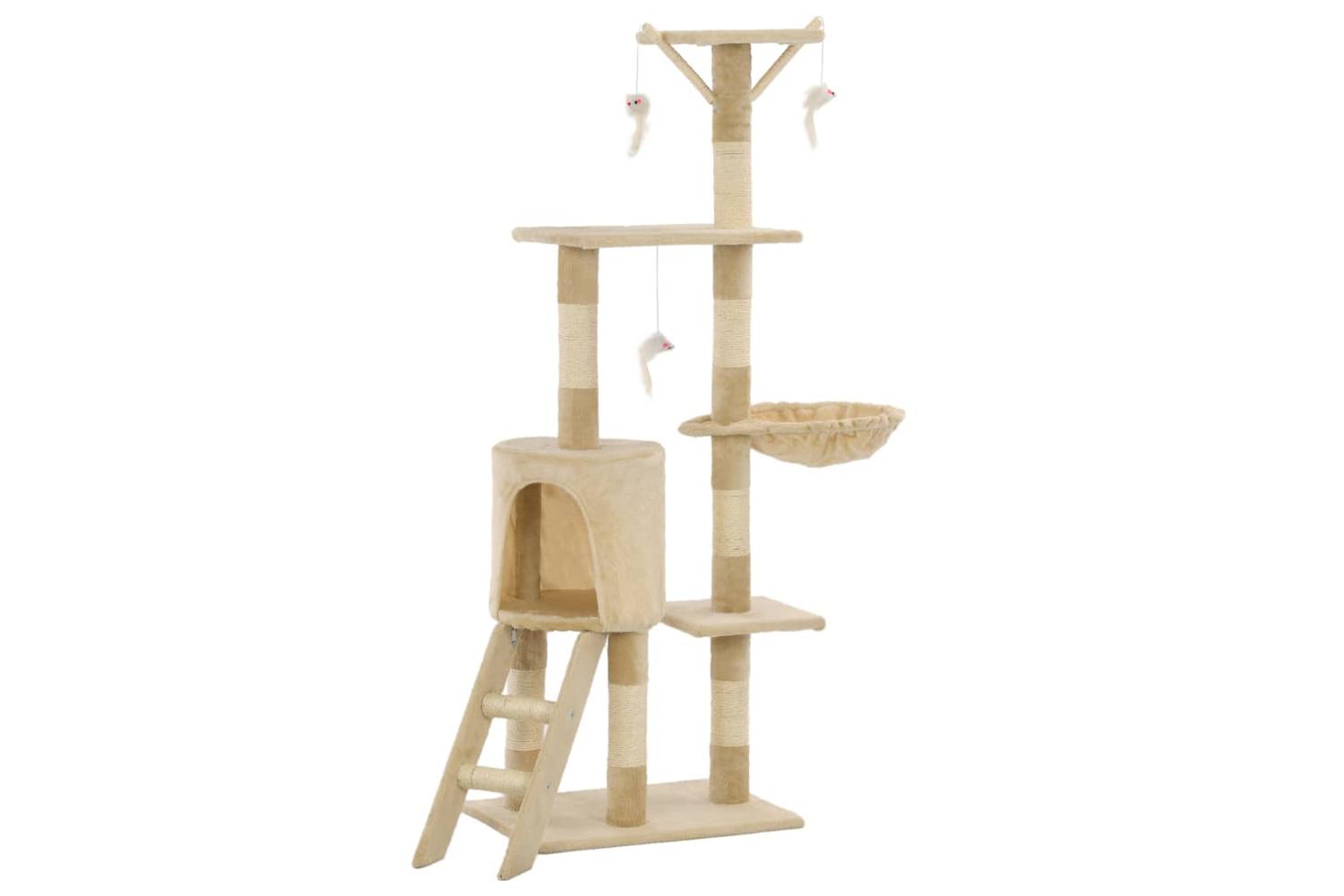 Cat Tree With Sisal Scratching Posts 138 Cm Beige