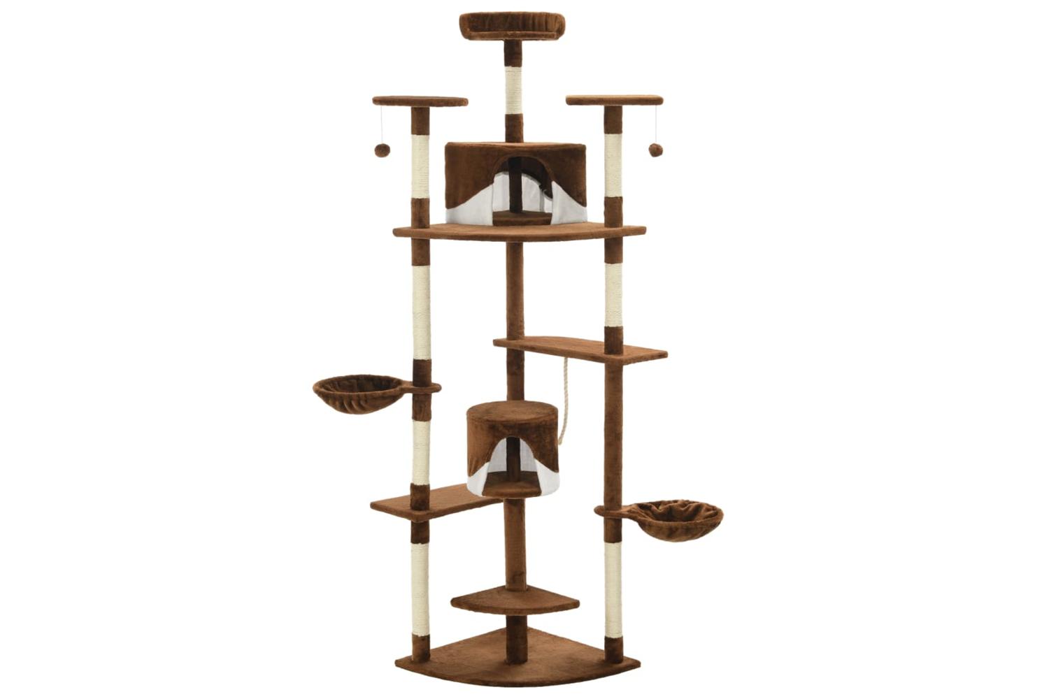 Cat Tree With Sisal Scratching Posts 203 Cm Brown And White